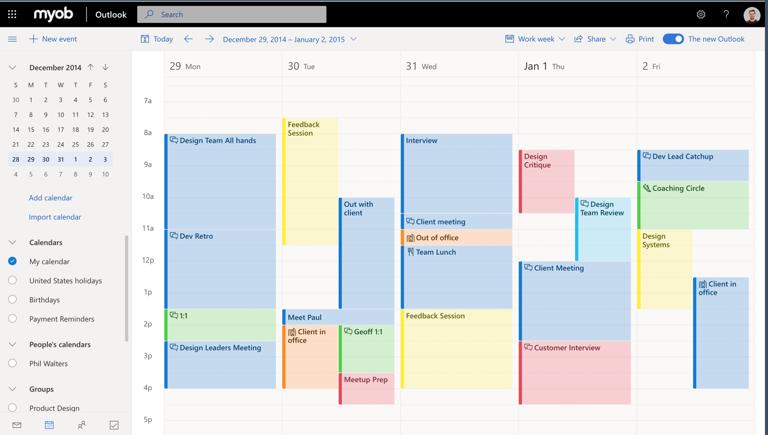 Calendar showing meeting overload